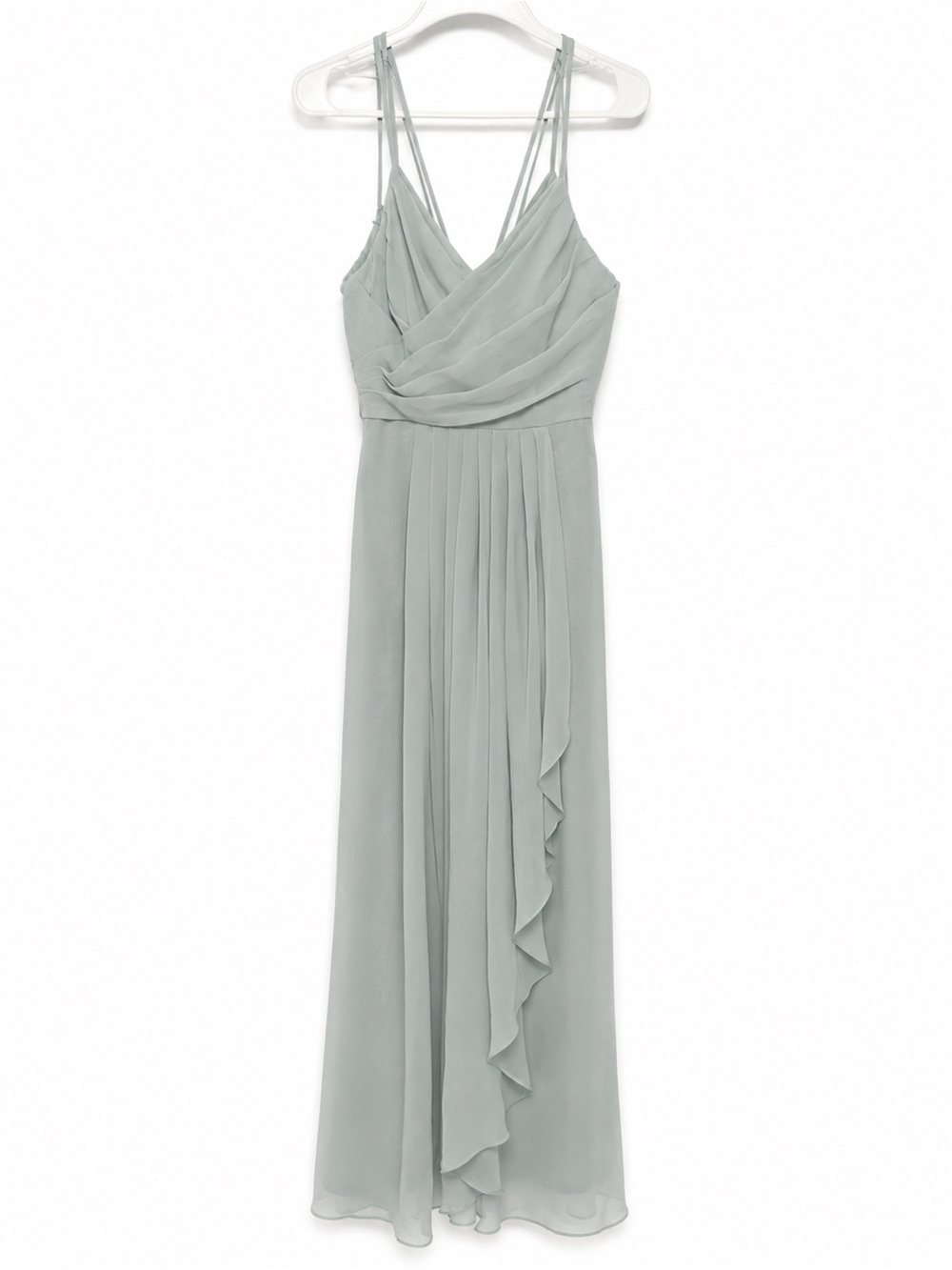 Sage Chiffon Ruffled Maxi Dress with Double Spaghetti Straps